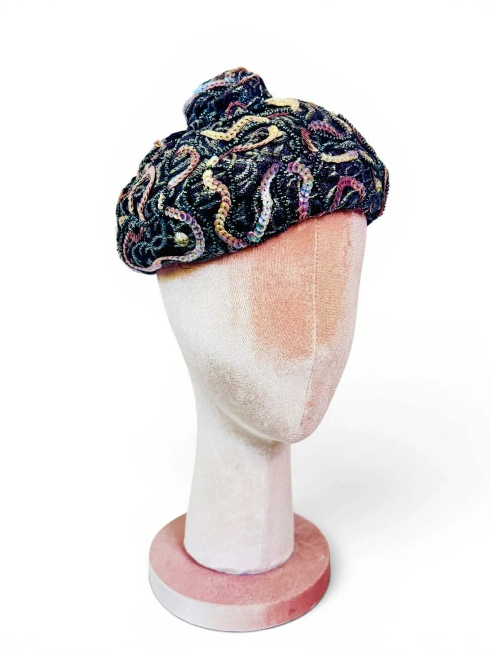 Vintage 1950's Frances & Walter Nelkin‎ Iridescent Sequin Hat